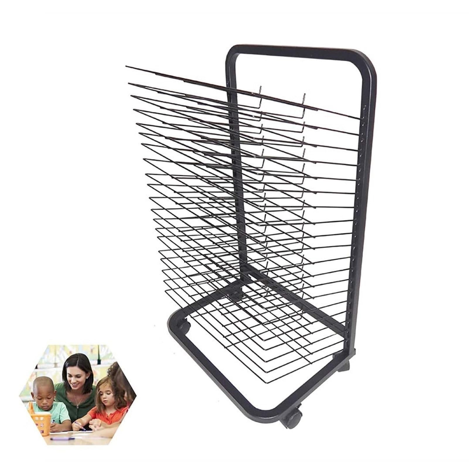 Aioneer Mobile Paint Drying Rack - Sturdy Metal Art Rack, 20/25/35 Shelves Mobile Art Drying Rack For Art Studios & Classrooms, Sturdy Art Organizer For Paintings And Drawings - Steel,20 Shelves