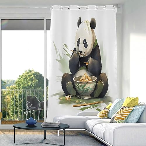 Miniatura 5 de linqin Panda Ramen - Cortinas largas negras para dormitorio y sala de estar, 84 pulgadas, cortinas de piso a techo, cortinas de baño, 1 panel