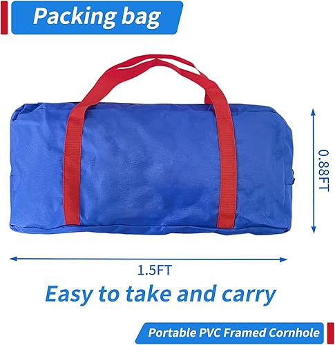 Miniatura 3 de Juego de Cornhole portátil con marco de PVC con 2 tablas de Cornhole plegables, 8 bolsas de frijoles y funda de transporte, mini juego de cornhole