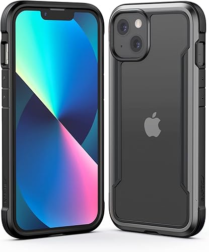 RAPTIC Shield - Funda protectora transparente, a prueba de golpes para iPhone 1314, prueba de caídas militares de 10 pies, marco de aluminio