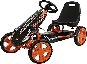 hauck Speedster Pedal Car with 3 Way Adjustable Bucket Seat, Hand Brake, and Robust Steel Tube Frame for Indoor and Outdoor Use, Orange