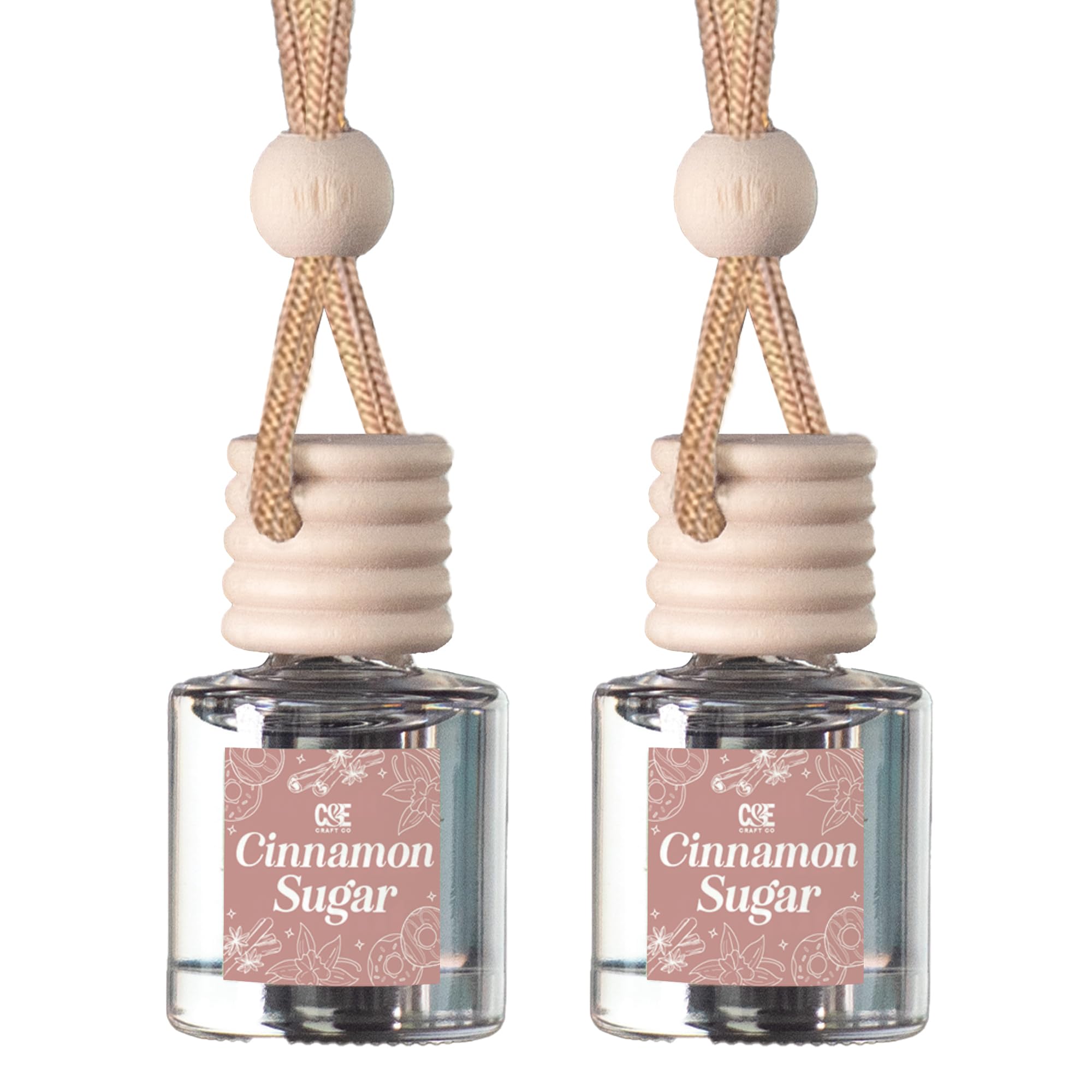 CE Craft Cinnamon Sugar Car Air Hanging Fragrance Oil Diffuser – Freshener for Essential Oils, Scents Aromatherapy Automobile Diffuser, Long Lasting Bottle