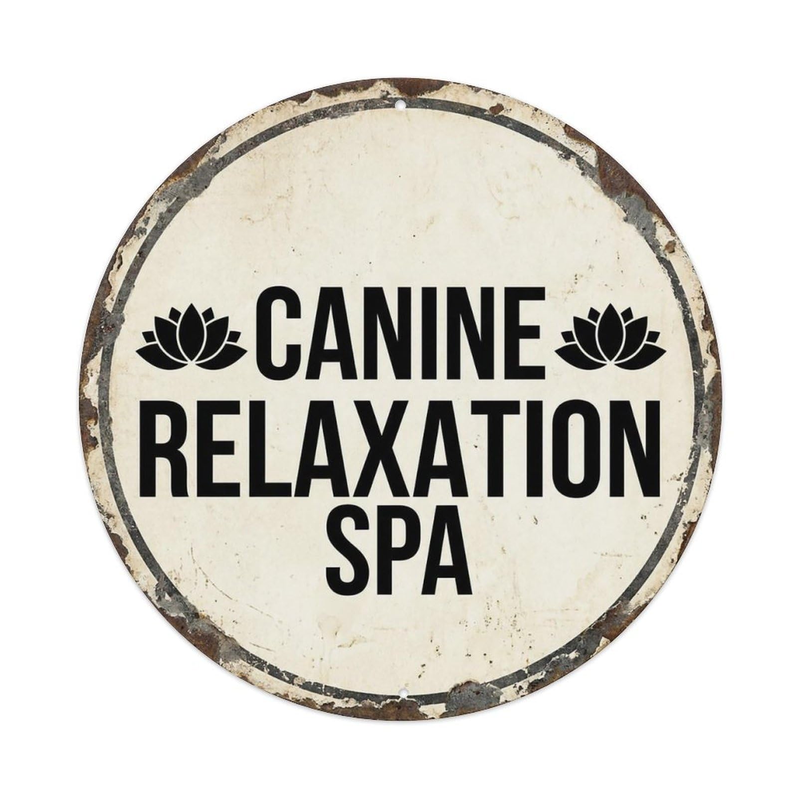 Vintage Canine Relaxation Spa Decor Vintage Metal Tin Sign Plaque Wall Decor for Cafe, Club Bar, Office, Garden Metal Poster 8x8Inch