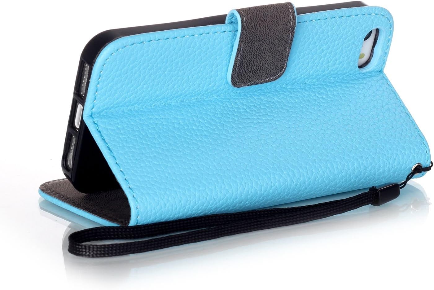UrSpeedtekLive iPhone 5s Case, Premium PU Leather Flip Wallet Case Cover w/Magnetic Closure for Apple iPhone 5 / 5s (Built-in Credit Card/ID Card Slot) - Sky Blue