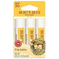 Vista 1 de Burt’s Bees Bálsamo labial SPF 30, Playas y Crema, Cuidado solar resistente al agua, Fórmula de óxido de zinc libre de nano, Tratamiento labial