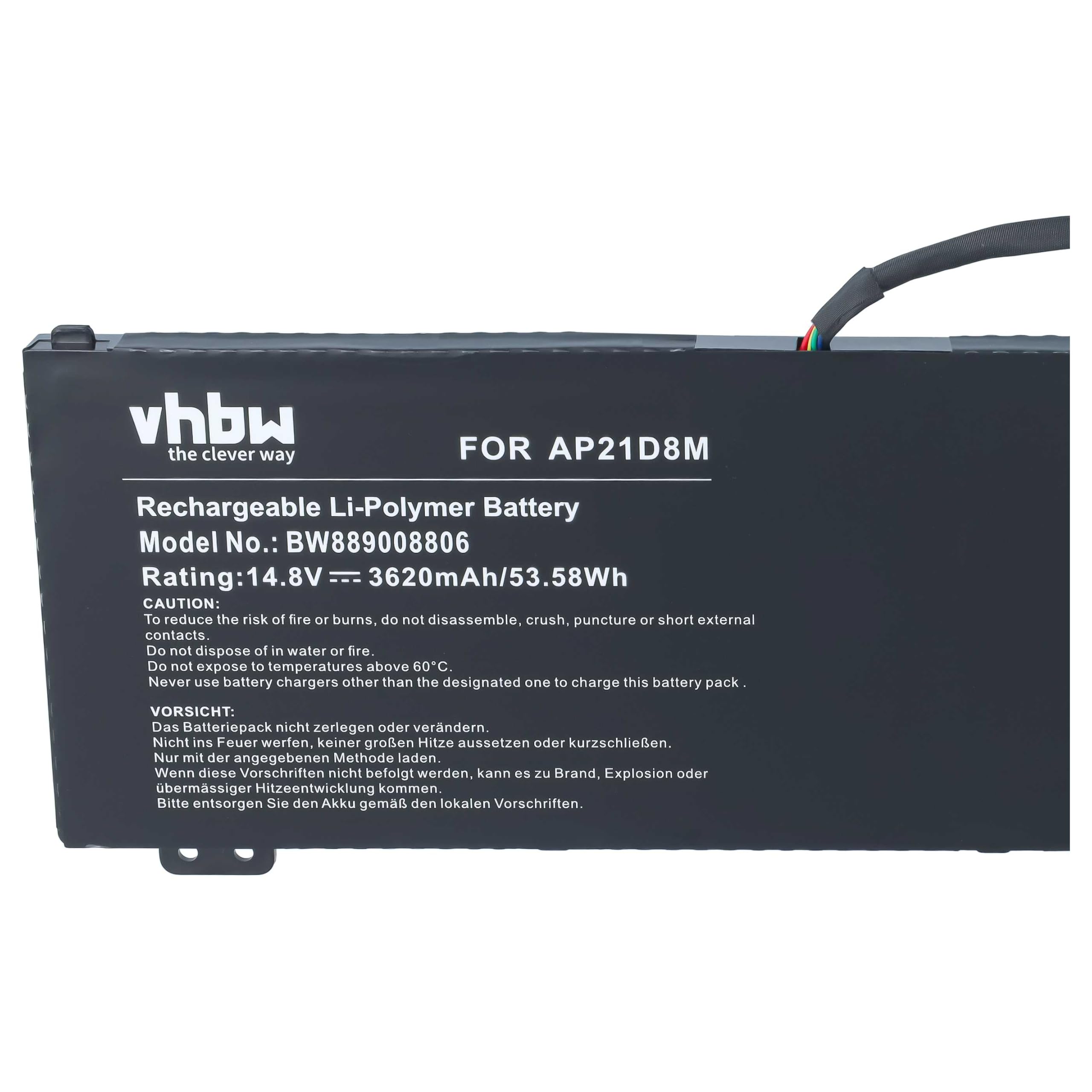 vhbw batteria sostituisce Acer AP18D8M, AP21D8M, AP18E7M, 4ICP4/70/88