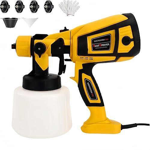 Pulverizador eléctrico de pintura de 650 W, pistola de pintura en aerosol HVLP, pistola rociadora de pintura de alta potencia con 4 boquillas, 1