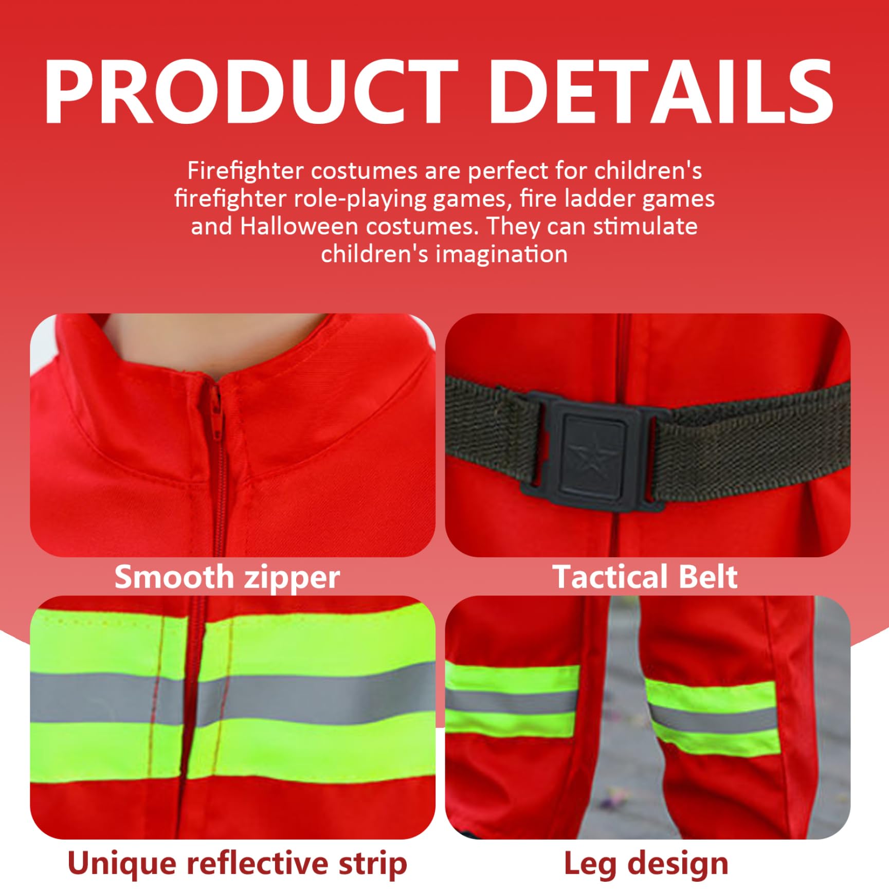 Costume da Pompiere per Bambini Costume da Pompiere da 8 Pezzi per Bambini con Casco di Sicurezza Cappello ed estintore per Ragazzi e Ragazze