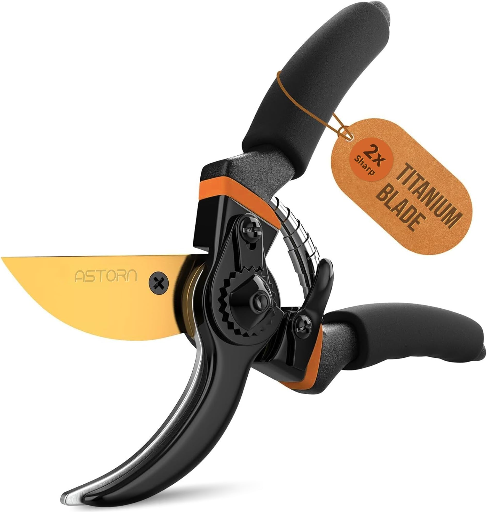 Astorn Pruning Shears Gardening Tools - Bypass Garden Scissors Heavy Duty Hand Pruner with Soft Grip Handle Cushion and Shock Absorber Design - Plant Cutter Kitchen Garden Cutting Through Anything