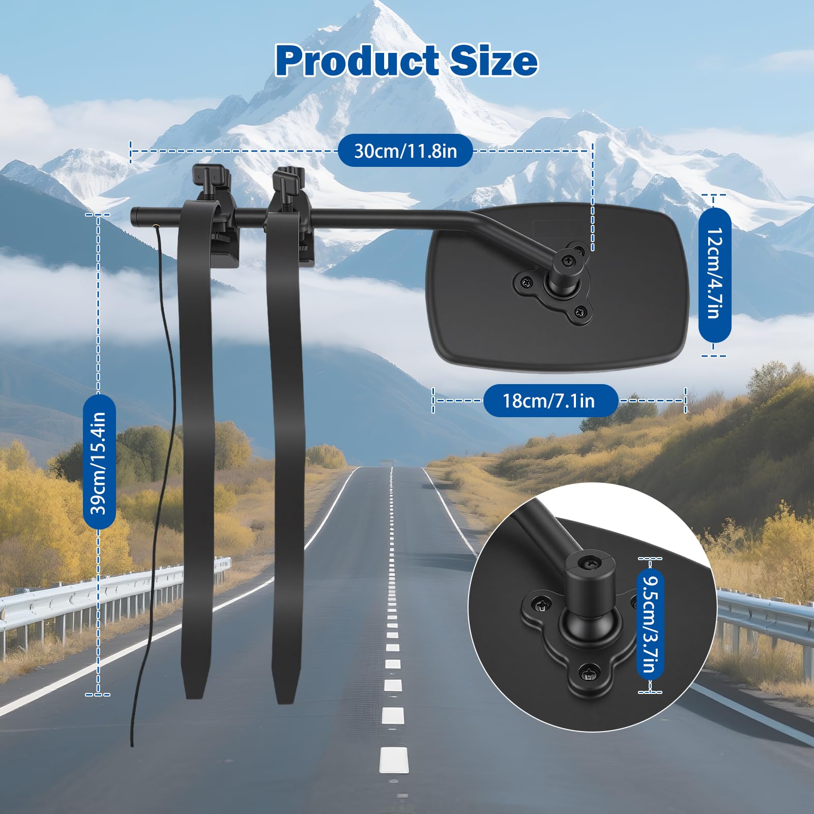 Universal Caravan Towing Mirrors Pair - Adjustable Wing Mirror Extensions with Clamps & Straps for Cars, 4x4s, Motorhomes - Eliminate Blind Spots (Style A) - 2