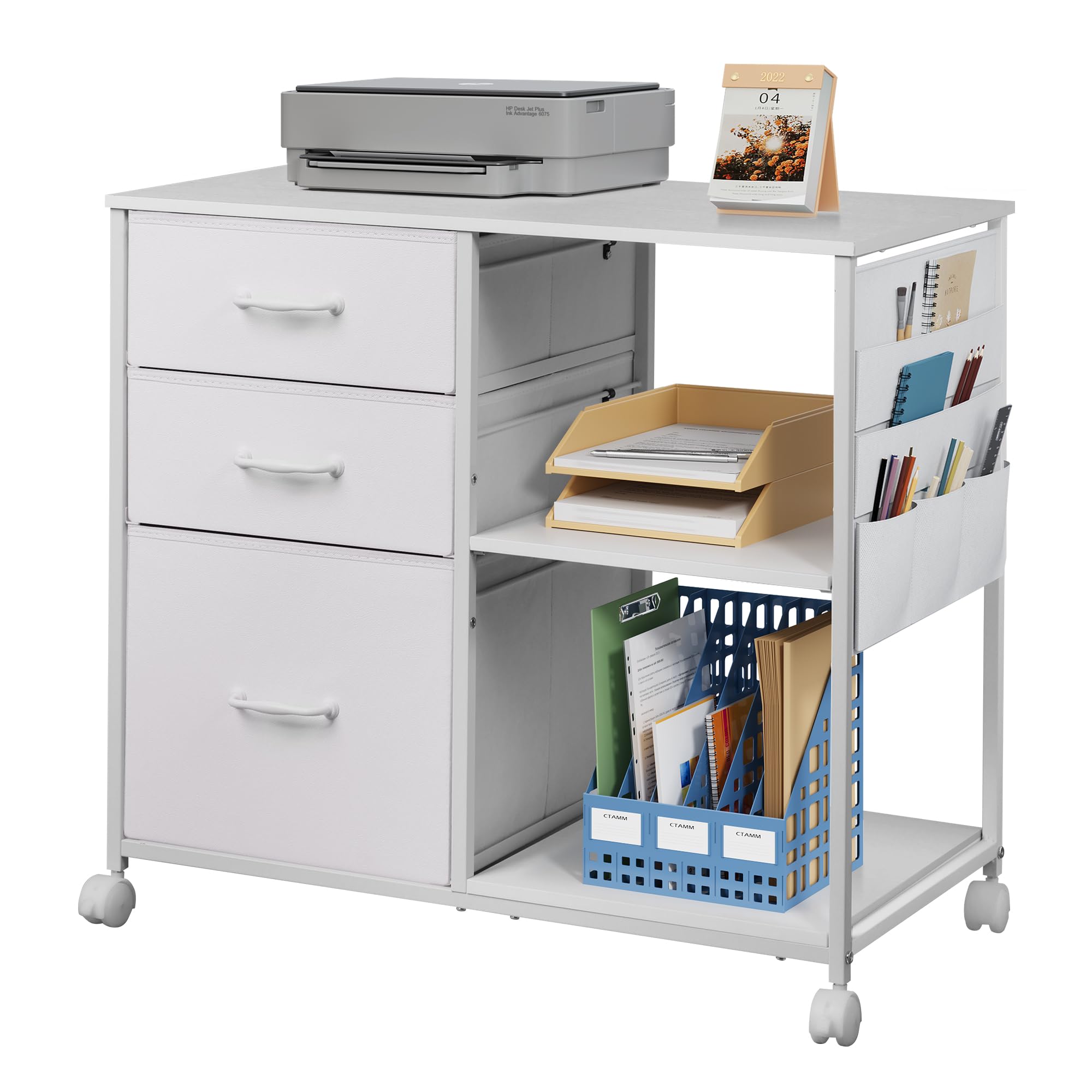 売れ筋 DEVAISE デスクワゴン サイドワゴン オフィスワゴン 袖机 サイドキャビネット キャスター付き 鍵付き G417 DEVAISE デスクワゴン サイドワゴン キャビネット オフィスワゴン 袖机