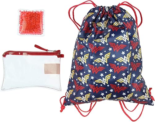 Miniatura 3 de DC Comics Wonder Woman mochila para almuerzo, estuche para lápices, cordón, juego de 5 piezas