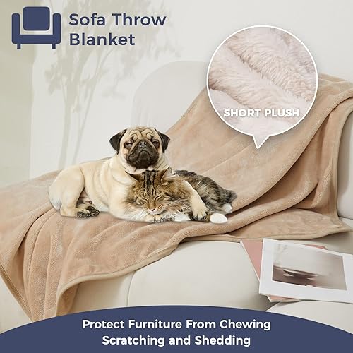 Miniatura 3 de SUDDUS Paquete de 2 mantas para perros grandes, lavables, acogedoras y relajantes para gatos en interiores, manta con felpa reversible, mullida y