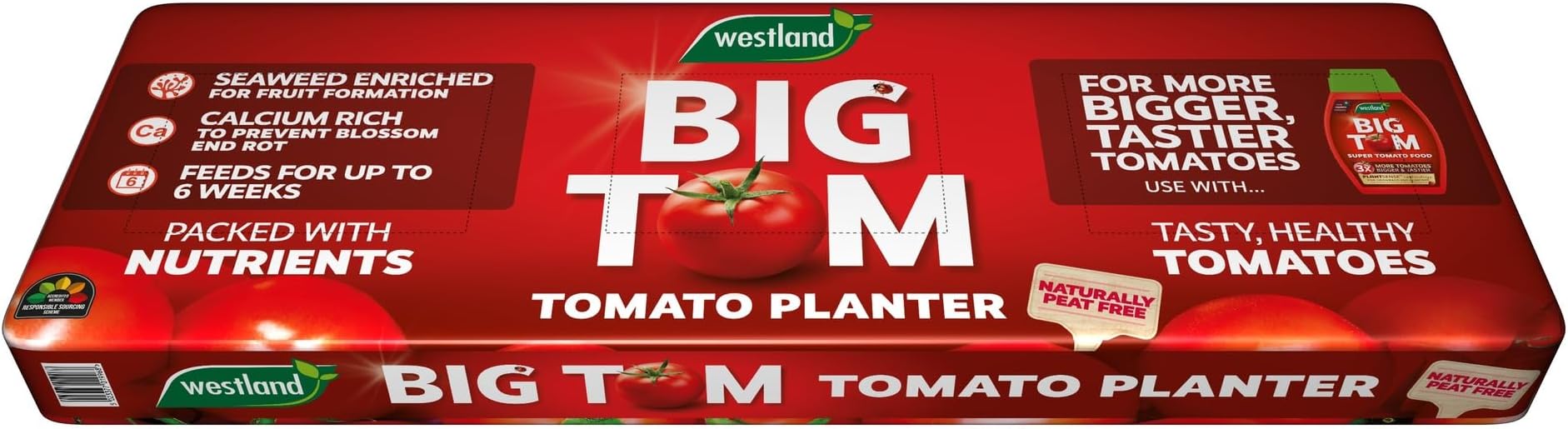 Big Tom PEat Free Tomato Compost Planter Growbag Large - Deeper Fill, More Roots, More Tomatoes- 6 weeks Feed