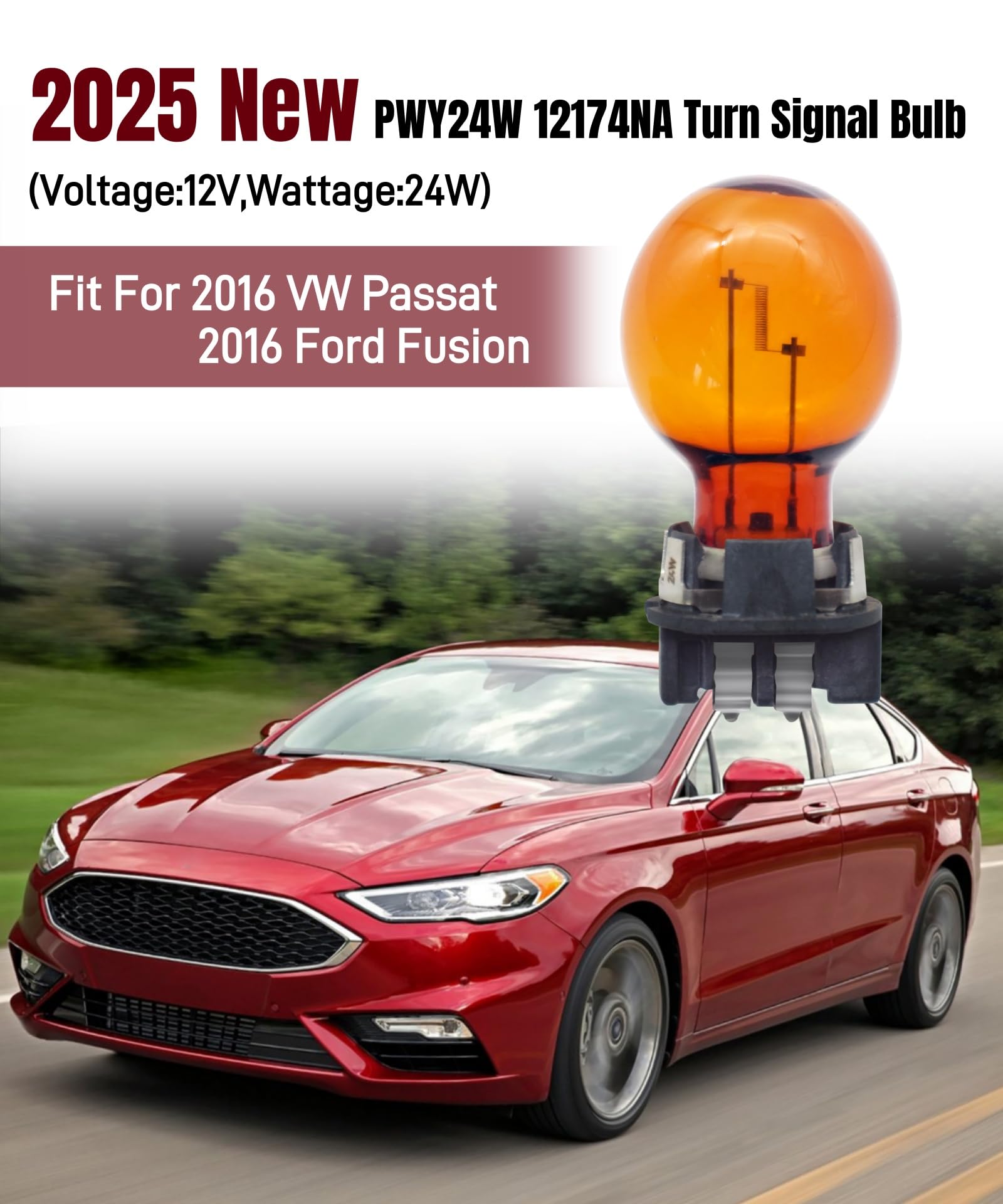 2Pcs PWY24W 12174NA Turn Signal Bulb,Daytime Running Light Replacement For most vehicles,DC12V 24W