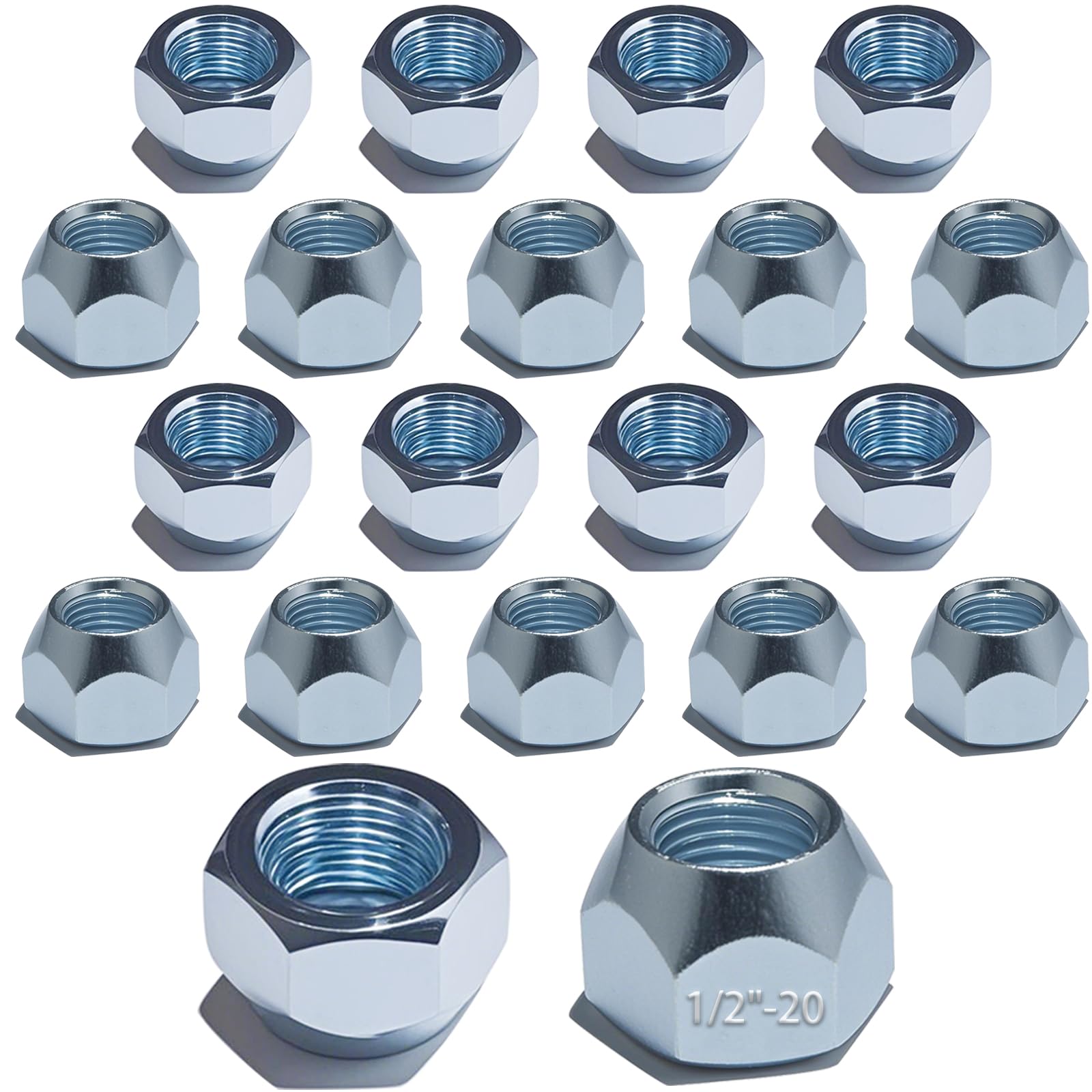 LUXTRKSTO 20Pcs 1/2''-20 Trailer Hub Lug Nuts, Wheel 509 Lug Nut Axle Hub Tire Lugs Nuts Open End Acorn Nut for Dexter EZ Lube Trailer Camper RV 1/2"