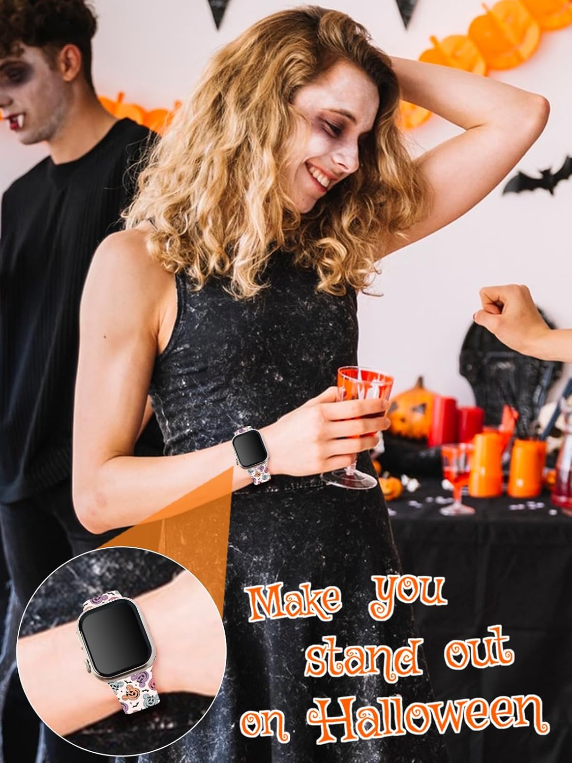 Watbro Halloween Watch Band Compatible with Apple Watch 38mm 40mm 41mm 42mm 44mm 45mm 46mm 49mm for Men Women,Soft Silicone Replacement Strap for iWatch Series11 10 9 8 7 6 5 4 3 2 1 SE Ultra - Image 3