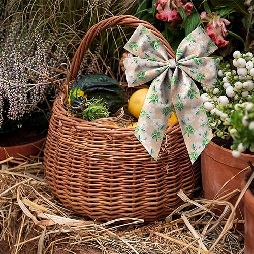 Miniatura 4 de Hying 2 rollos de cintas de flores de primavera para envolver lazos de corona, regalos, cinta de mariposa floral de arpillera para envolver regalos,