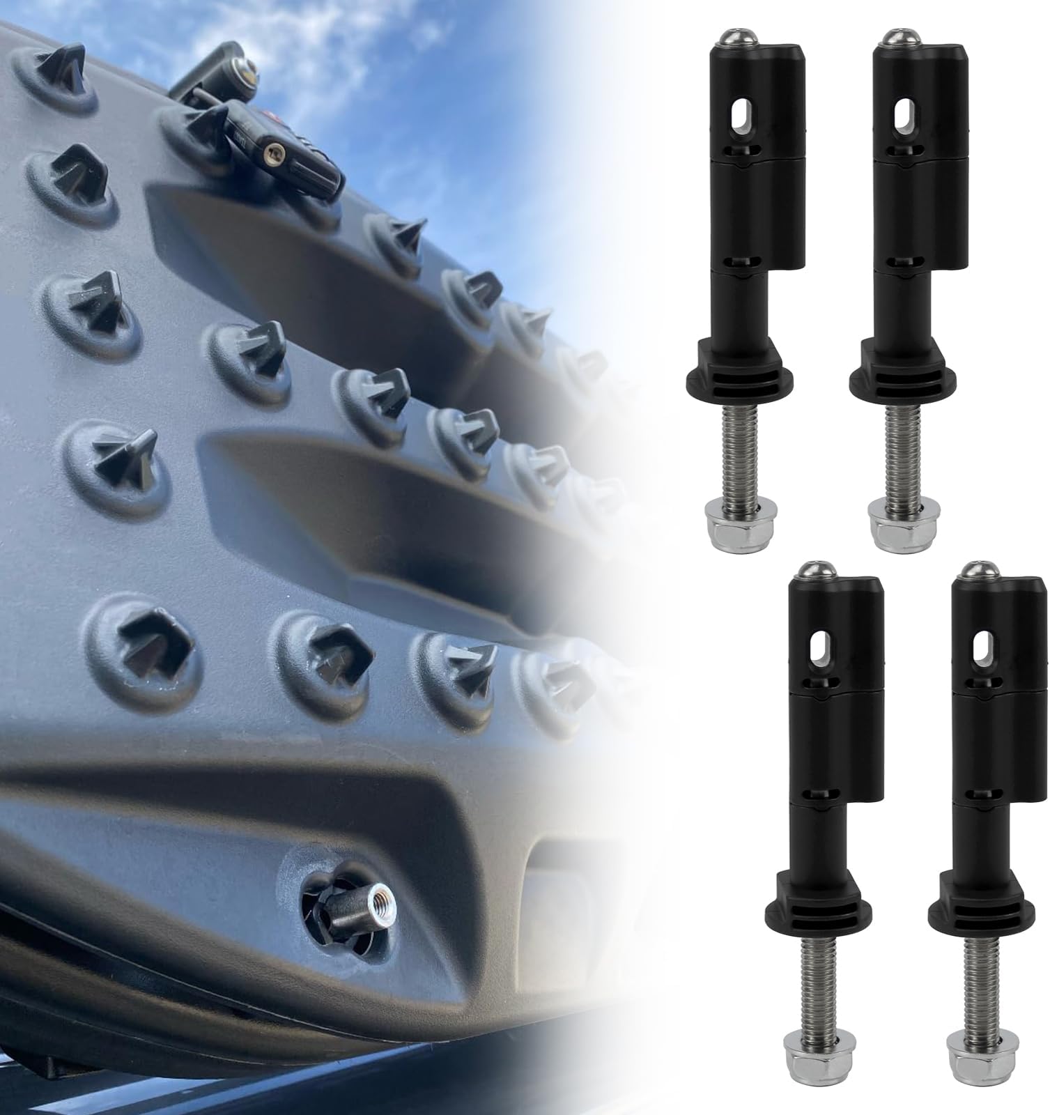 4Pcs Mounting Pins Compatible with MaxTrax MKII Recovery Boards Traction Boards Mounting System Lockable Theftproof Safety Mounting Pins Set