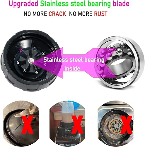 Miniatura 5 de Nuevo modelo Cuchilla macho de repuesto de 7 aletas y vaso de licuadora de 24 onzas compatible con Nutri Ninja Blender hoja de 7 aletas macho de 4