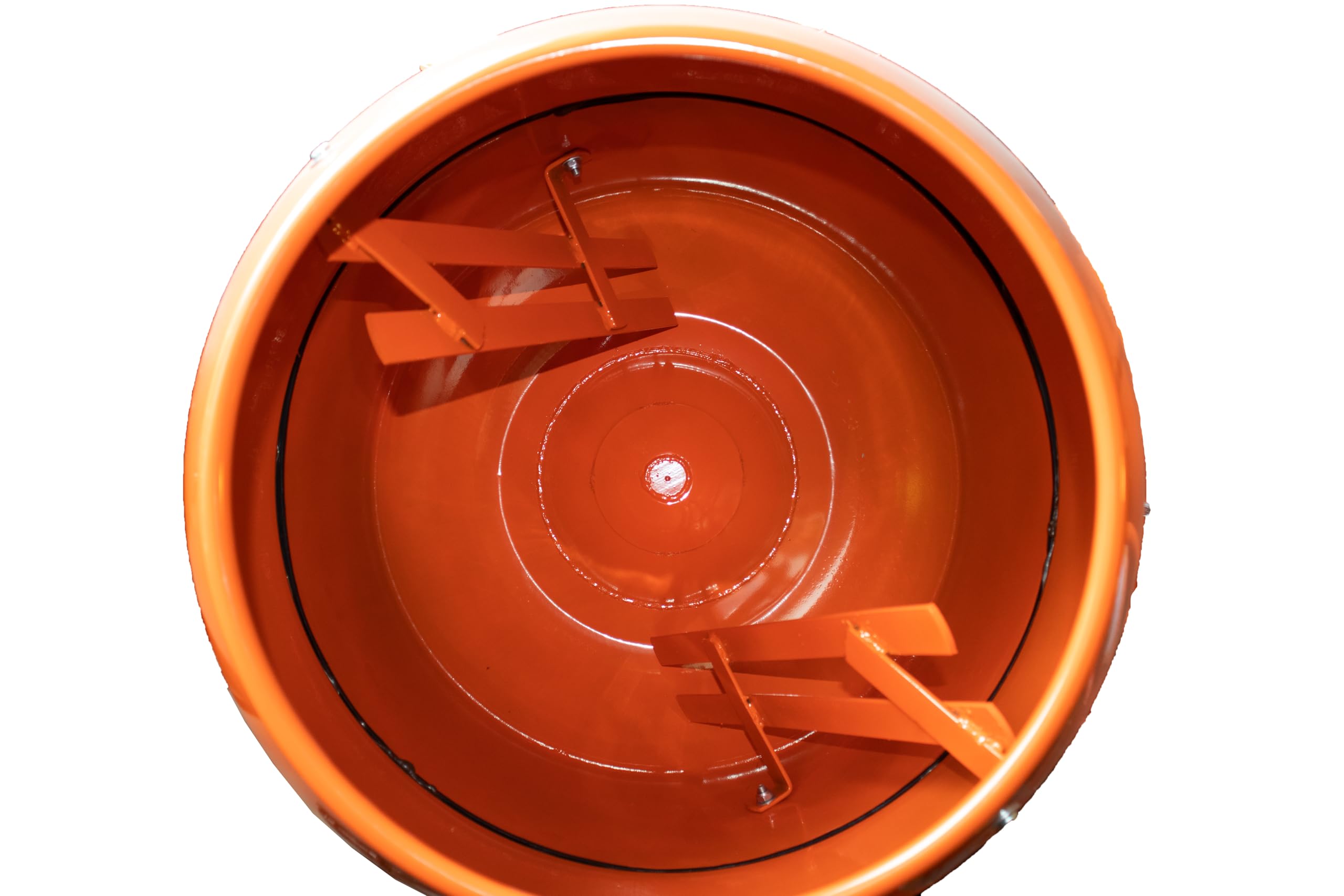 B135U Betonmischer 230V Mischmaschine Beton Zementmischer Mörtelrührer (125 Liter Trommelvolumen, 650 Watt Motorleistung, Zahnkranz aus Gusseisen, IP45, Fußbremse) orange