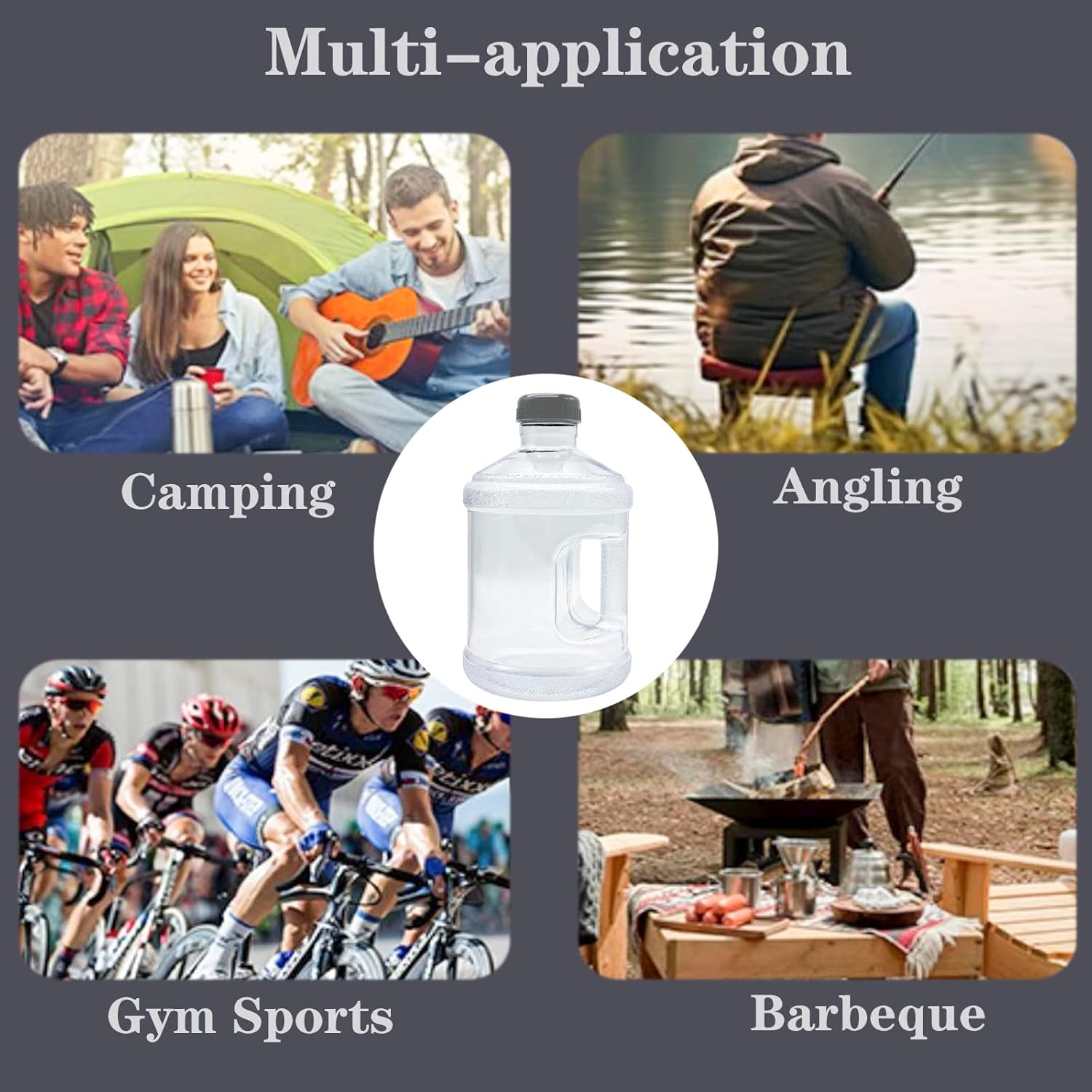 QISF 2 Pieces Water Bottle 1 Gallon Round Plastic Water Jug with Handle Screw Cap Reusable Leak Proof Bottle for Camping Outdoor Travel Caravans Gym Use - Image 7