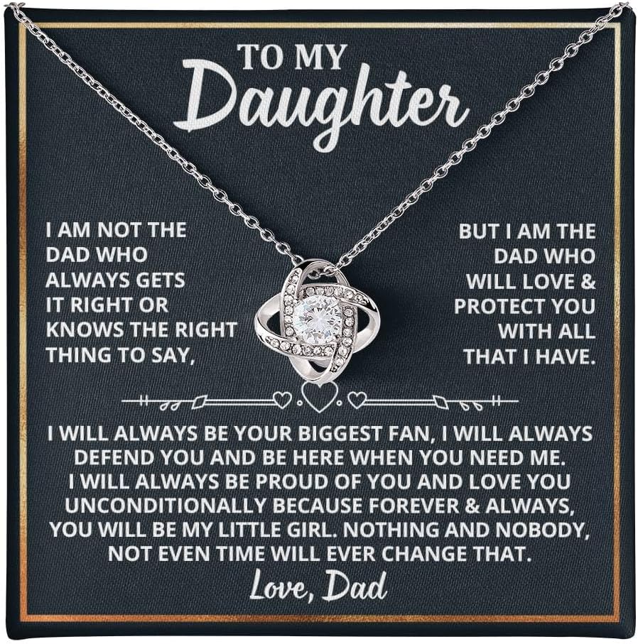 To My Daughter Necklace From Dad, Father To Daughter Gifts From Dad Necklace With Heartfelt Message & Elegant Gift Box