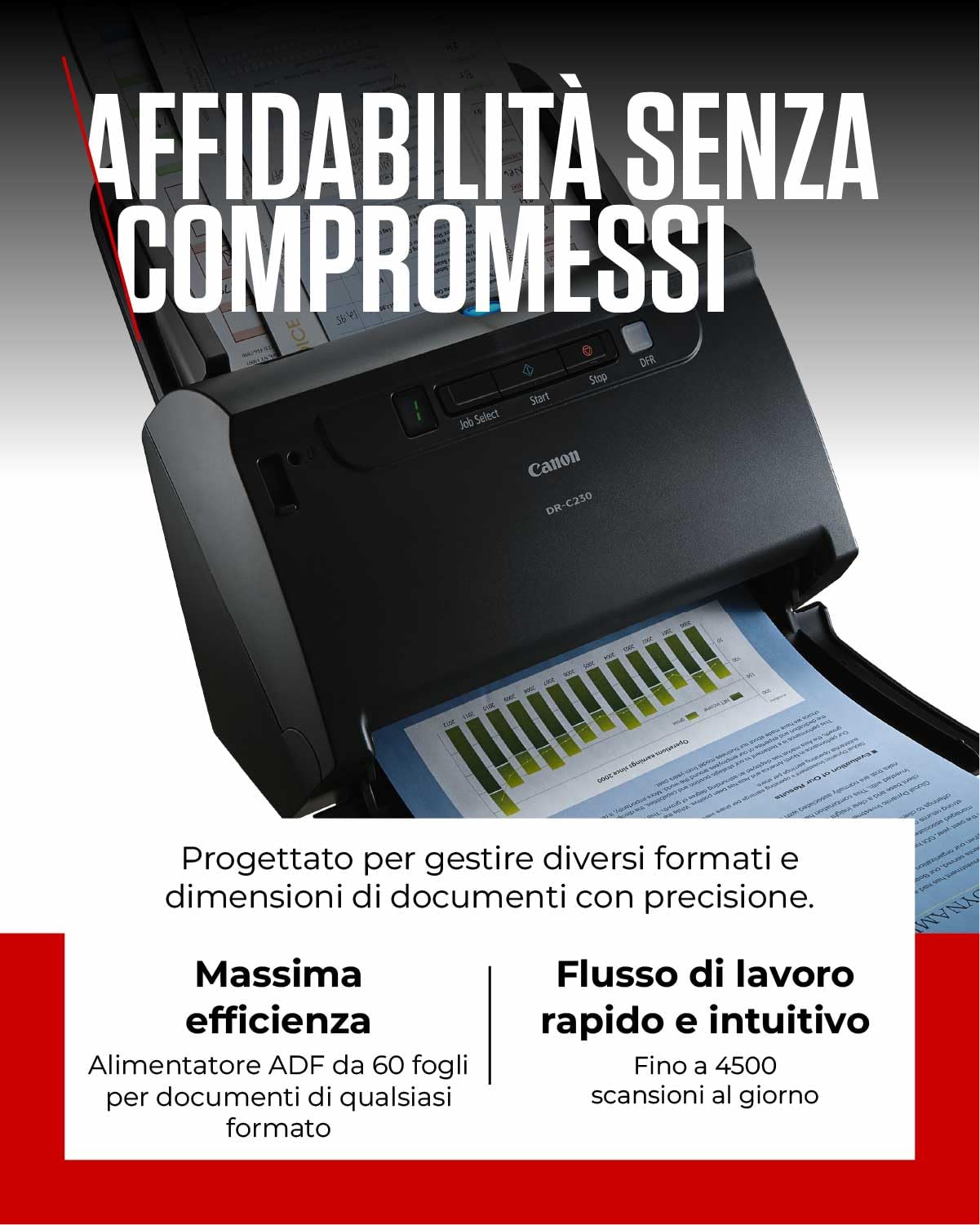 Canon Scanner per Documenti imageFORMULA DR-C225II | Scanner Fronte-Retro con USB per Casa e Ufficio | Fino a 25 Pagine al Minuto | Software CaptureOnTouch | Supporto OCR e Scansione su Cloud