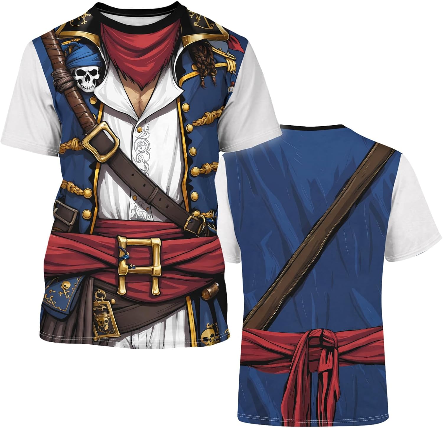 THE PIRATE KING Anime Pirate Captain Tee Tuxedo T-Shirt Funny Cosplay Costume Tee Crewneck Short Sleeve Casual Top Unisex - Image 5