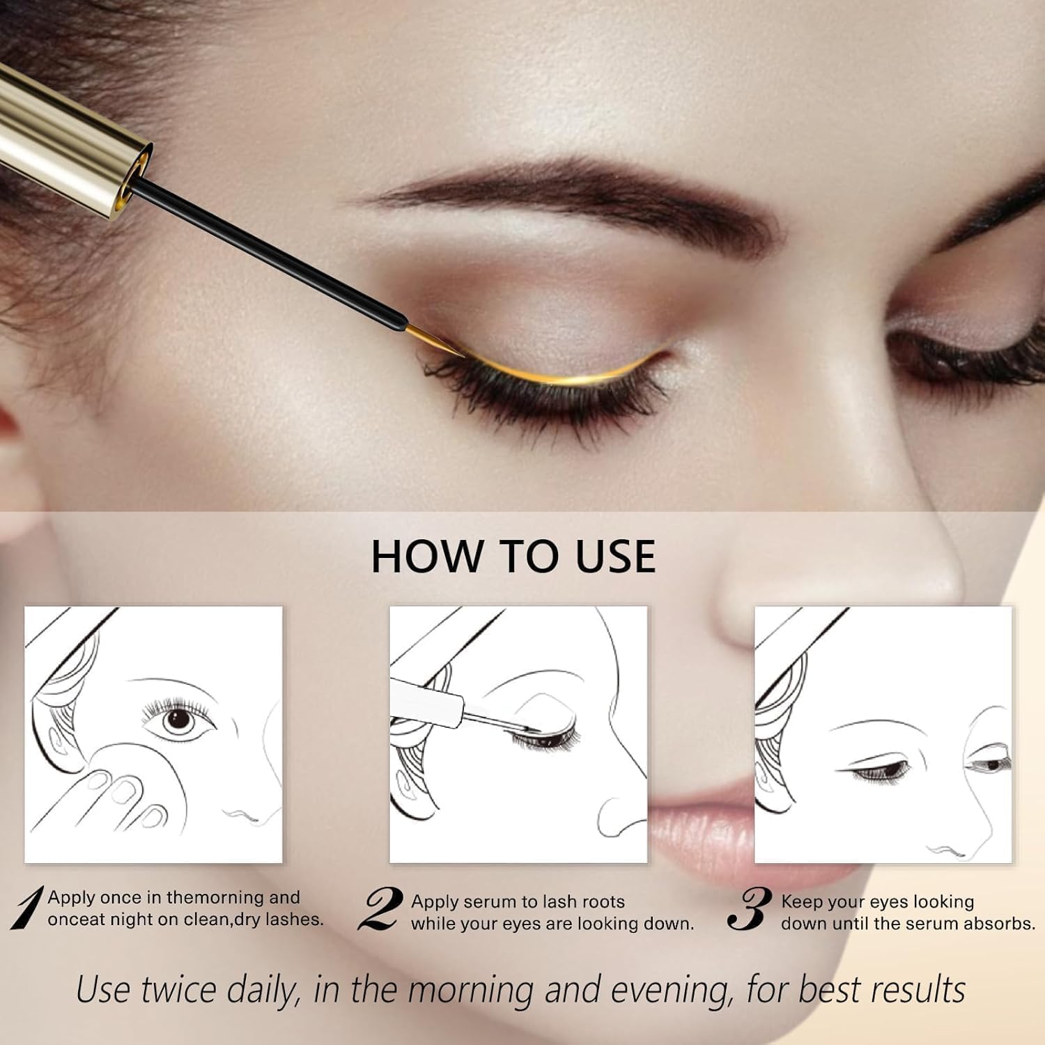 Eyelash Growth Serum – Natural Lash Enhancer with 15 Plant Extracts for Longer Thicker Fuller Lashes Nourishing Formula to Enhance Natural Beauty Hypoallergenic Oil Free lash growth serum -3ml