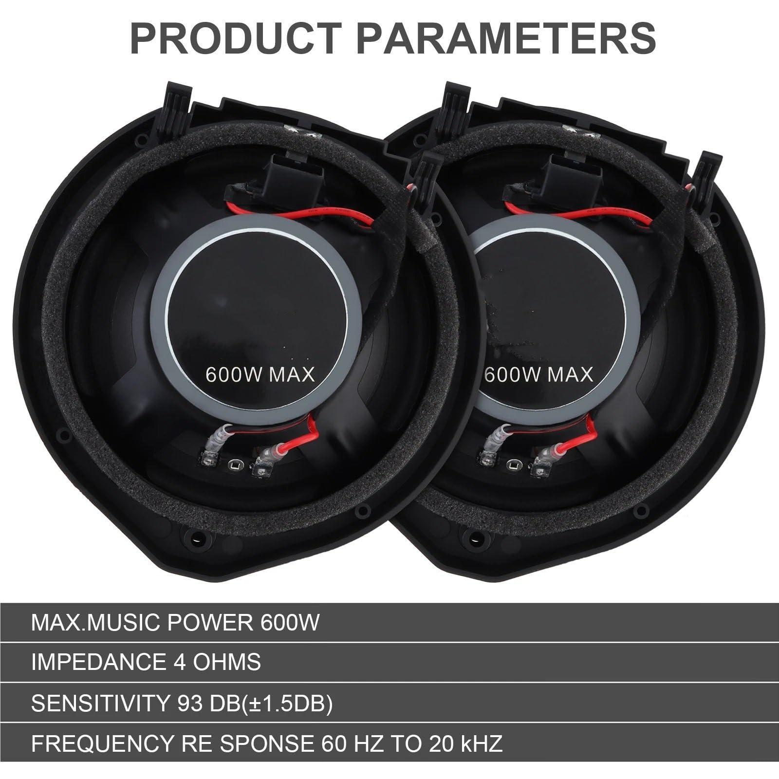 Car Audio Speaker 2 szt. 6,5-calowe głośniki samochodowe 600 W 2-drożny subwoofer samochodowy do drzwi samochodu muzyka stereo pełny zakres częstotliwości