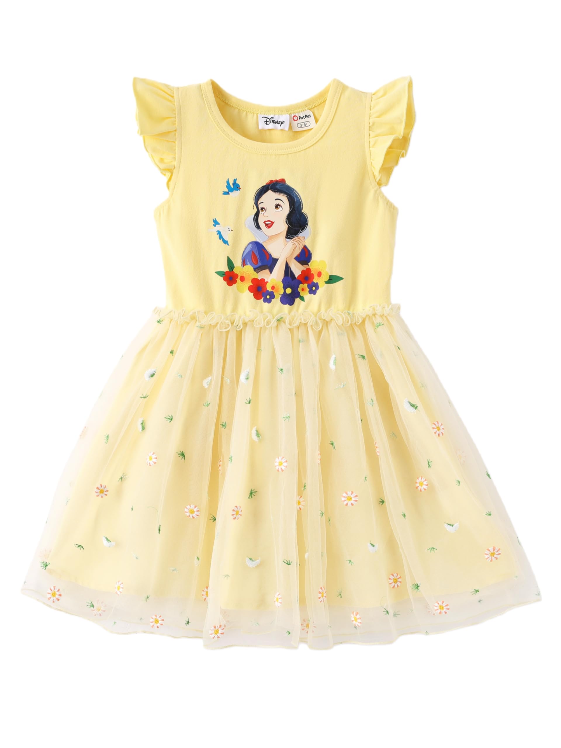 Disney Princess Frozen Elsa Minnie Stitch Toddler Girl Tulle Tutu Dress Ruffle Sleeve Mesh Summer Birthday Party Clothes 2-9Y
