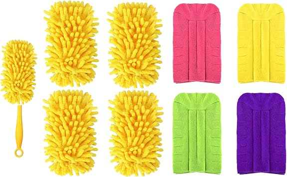 4+4 Reusable Duster Refill Compatible with Swiffer Hand Duster - 360 Heavy Duty Dusters Refills - Microfiber Ceiling Fan Duster for Swiffer Dusters Extended Handle Handle is Not Included
