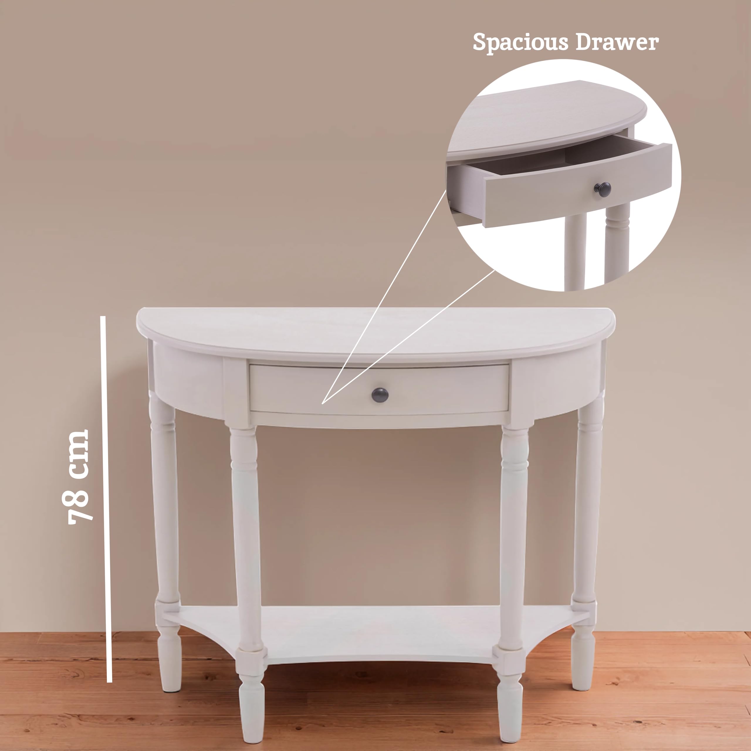 Premier Housewares Heritage 1-Drawer Console Table, Wood, Vintage Grey
