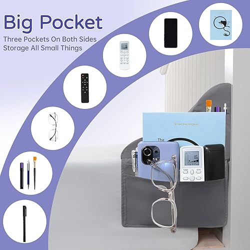 Vista 22 de Vekkia Almohada de cuña de cama Queen para espacio de cabecero, relleno de espacio de cama de 0 a 6 pulgadas con soporte de espuma firme y bolsillos