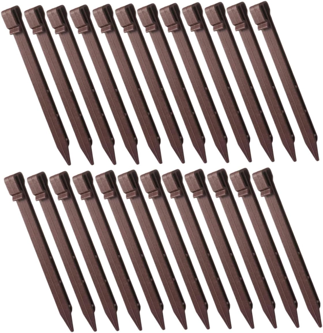 30pcs Plastic Ground Stakes for Garden Landscaping Plant Fixing Accessories for Edging Grass Cloth and Sunshade Net Brown Garden Stakes for Outdoor Use
