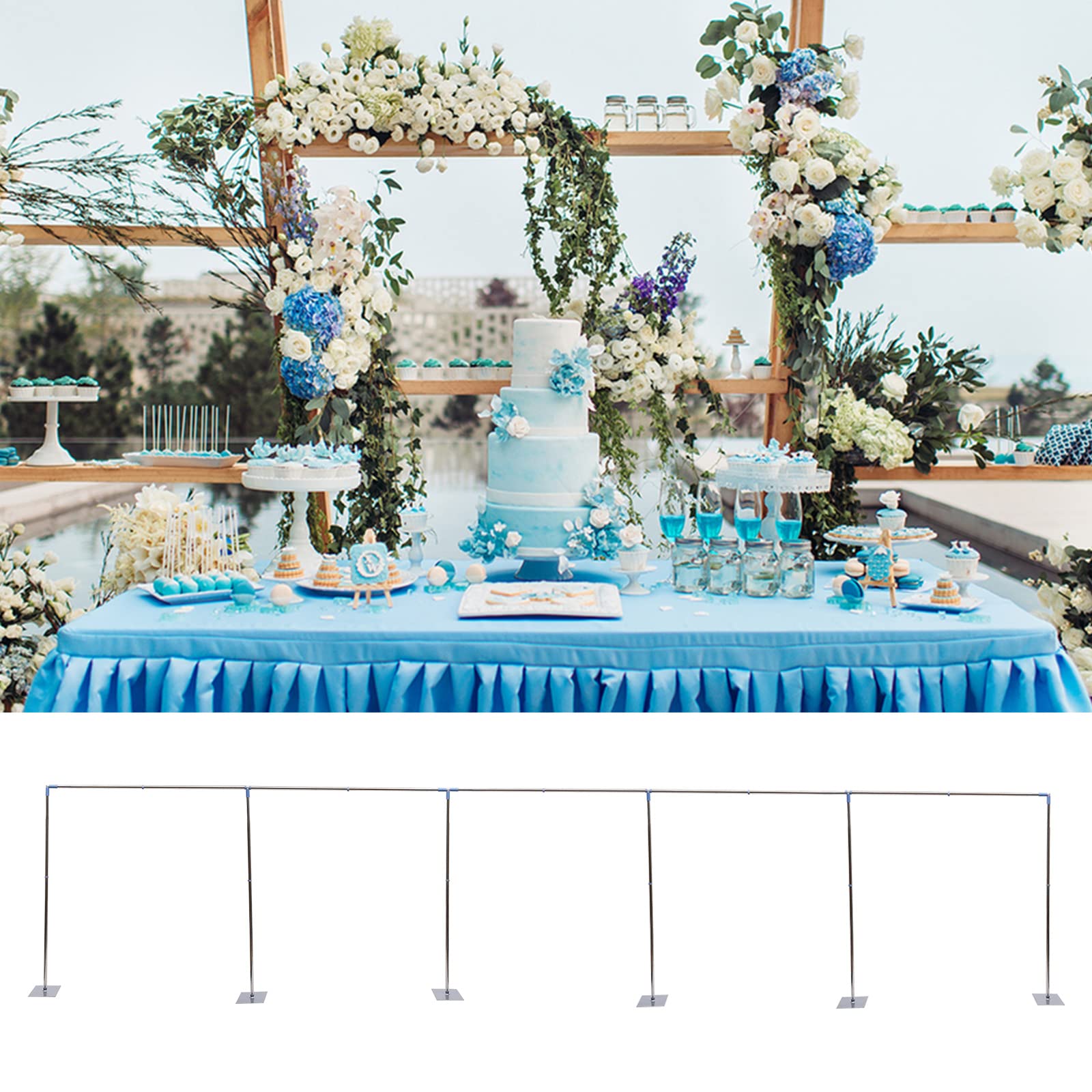 YIYIBYUS 10 X 50 FT Background Stand Kit with Steel Base, Rectangular Telescopic Backdrop Stand for Wedding Party Photography Trade Show Display