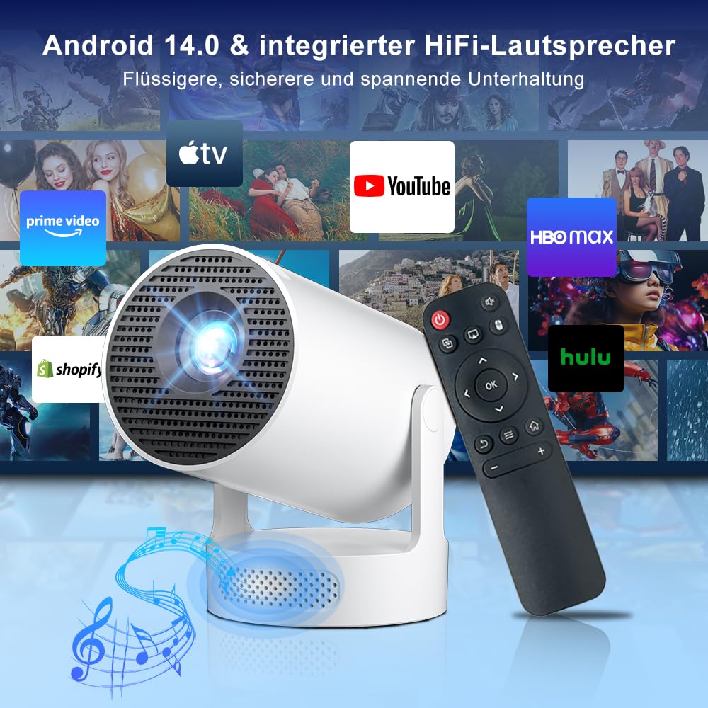 2026 Salange Mini Proiettore Compatibile 1080p 4K Smart Android 14