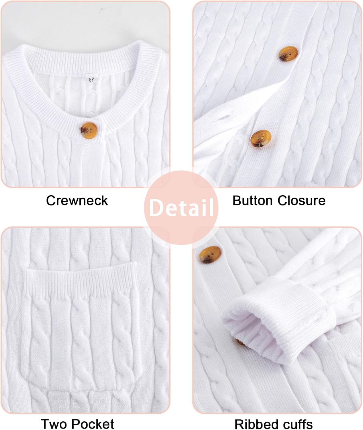 Girls Cardigan Long Sleeve Button Down Sweater Toddler Kids Knit School Uniforms Sweaters with Pockets 3-14 Years - Image 4