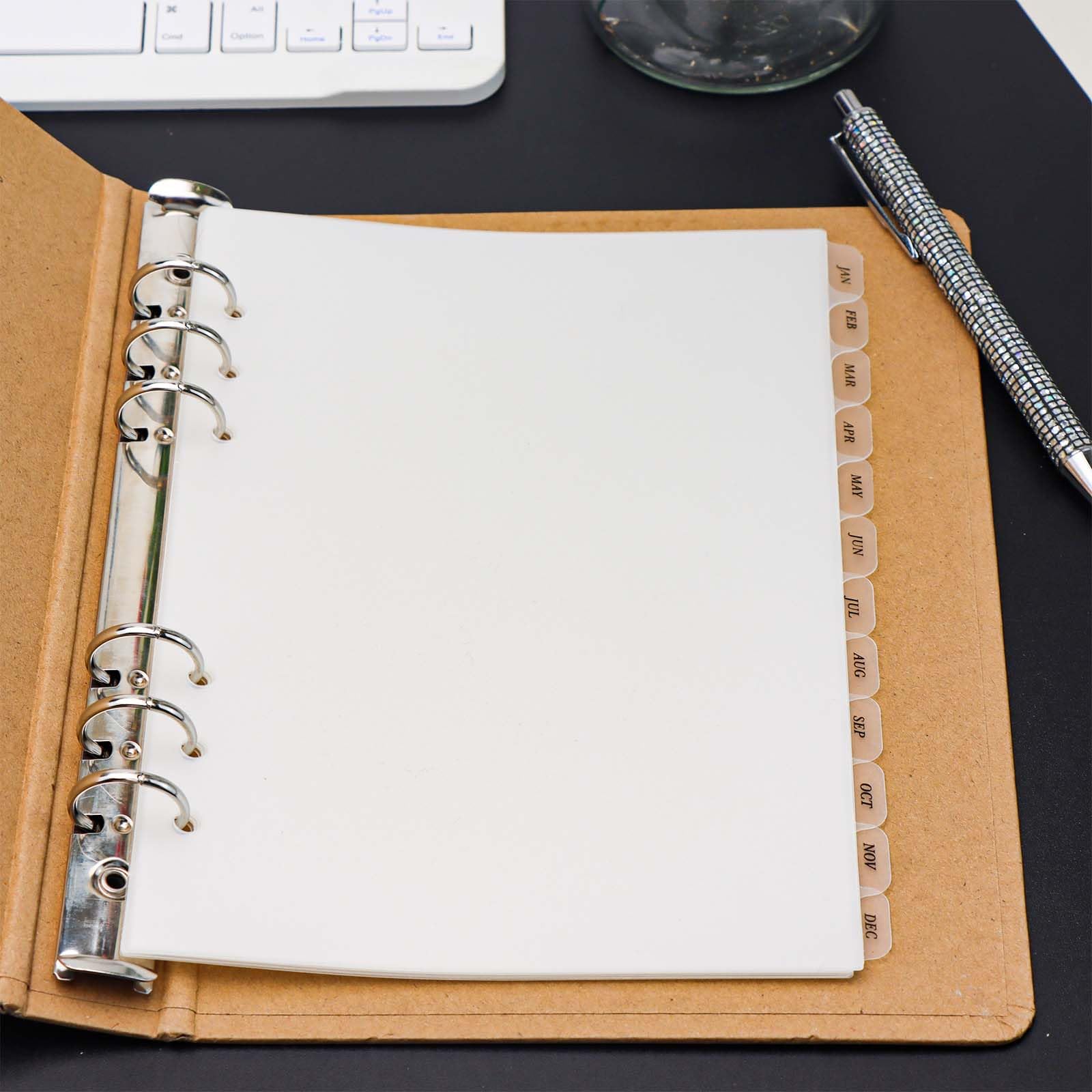 Confezione da 2 divisori in plastica prestampati per raccoglitori, formato A5, 12 mesi, separatori di pagine per quaderni, agenda, agenda, documenti (24)