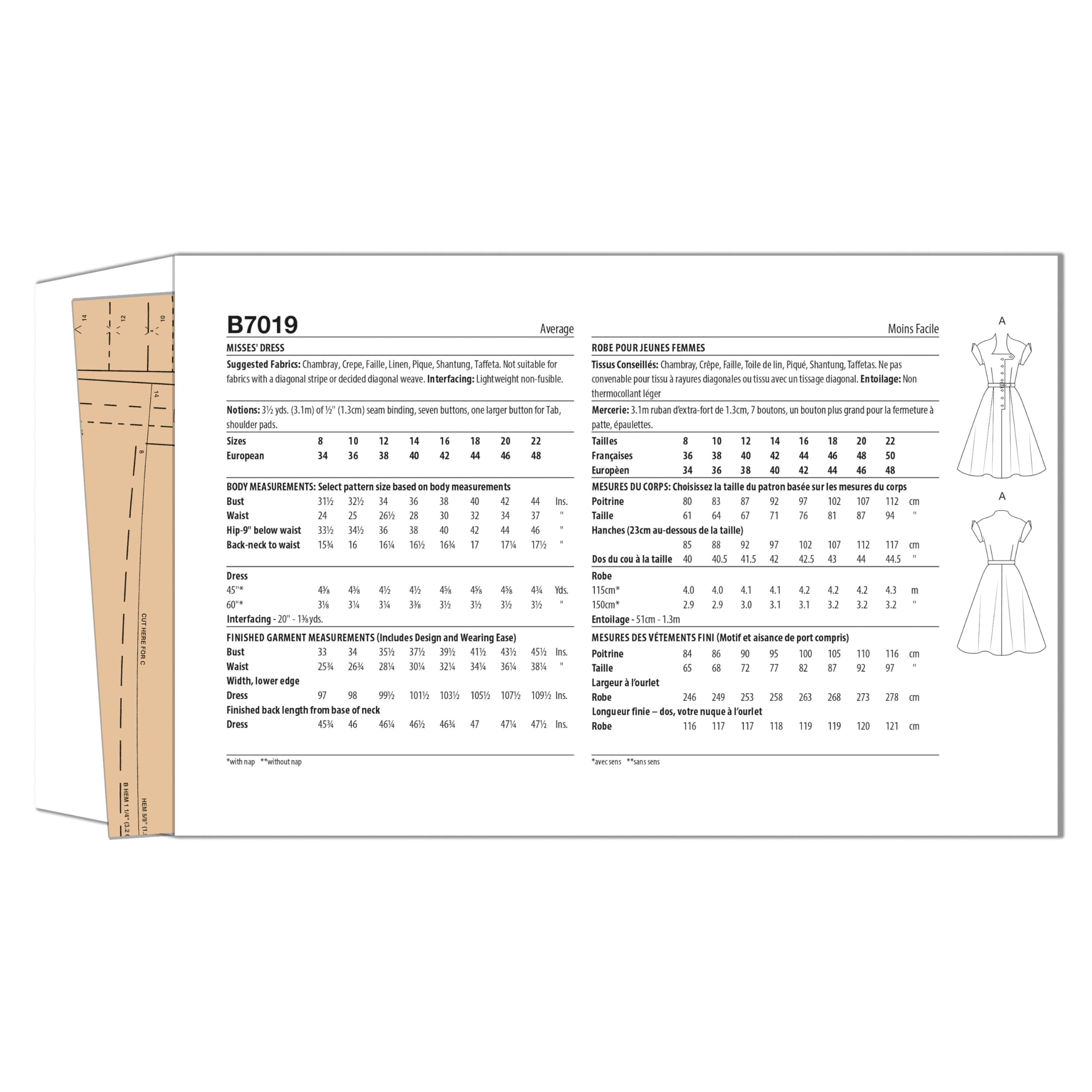 BUTTERICK Sewing Pattern B7019K5 Misses' Dress K5 (8-10-12-14-16), Multicoloured, Sizes 8-10-12-14-16 - Image 2