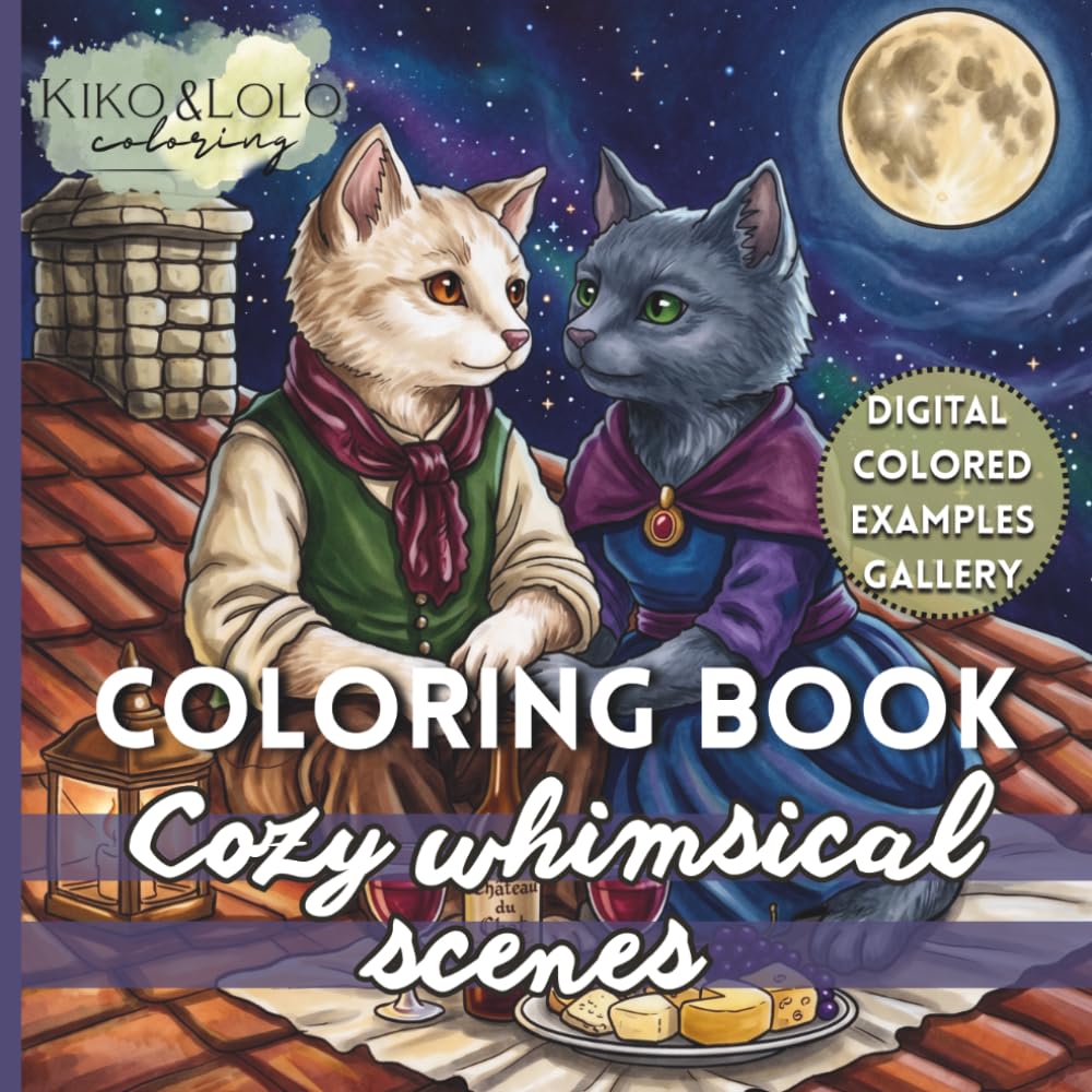 Cozy Whimsical Scenes: Hand - Drawn Coloring Book