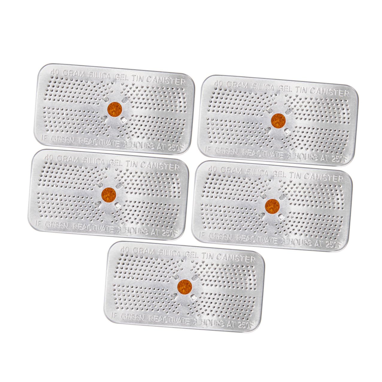 Pacchetto di 5 Pezzi di Deumidificatori in Gel di Silice da 40 Grammi Contenitore in Alluminio Arancione Assorbi Umidità per Elettrodomestici e Raccolta Materiali