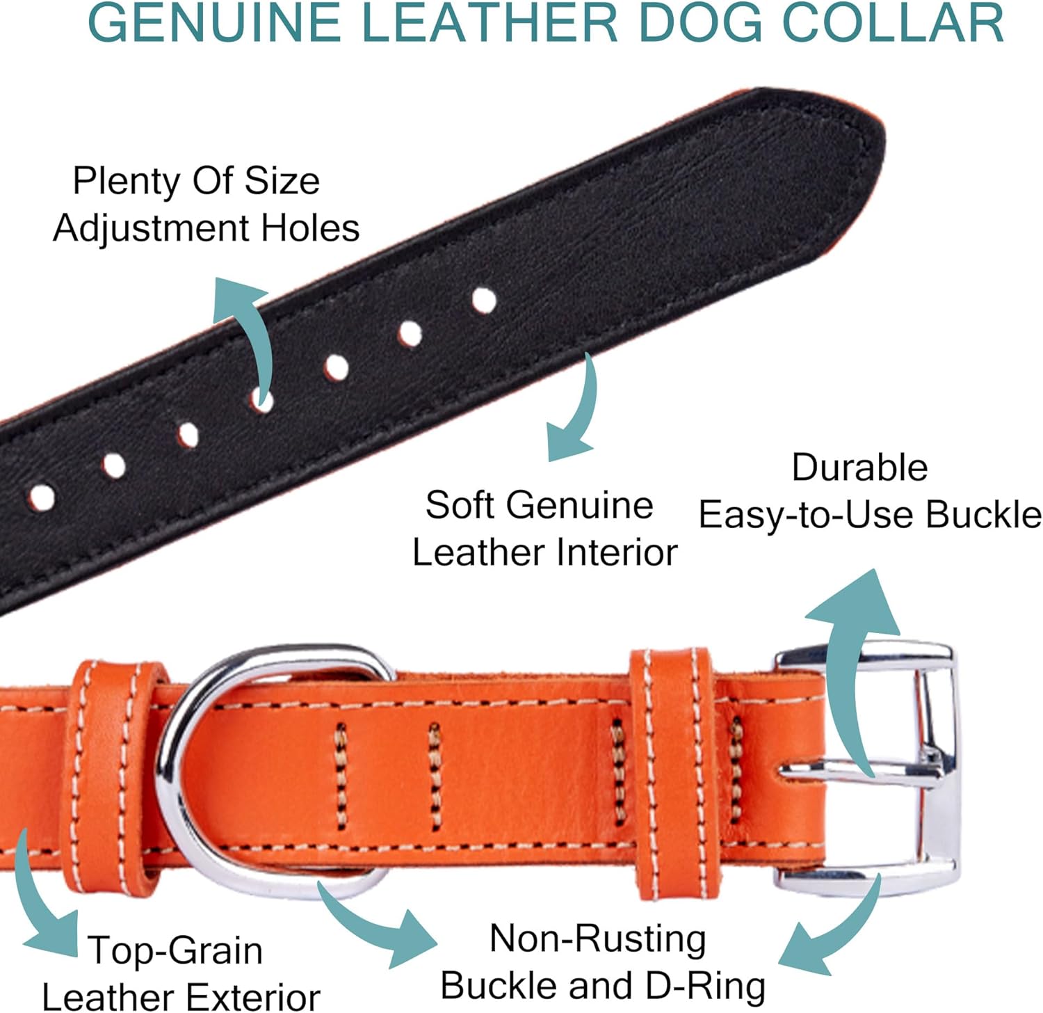 Soft Leather Dog Collar, Dog Collars for Small, Medium and Large Dogs, Durable Heavy Duty Dog Collars