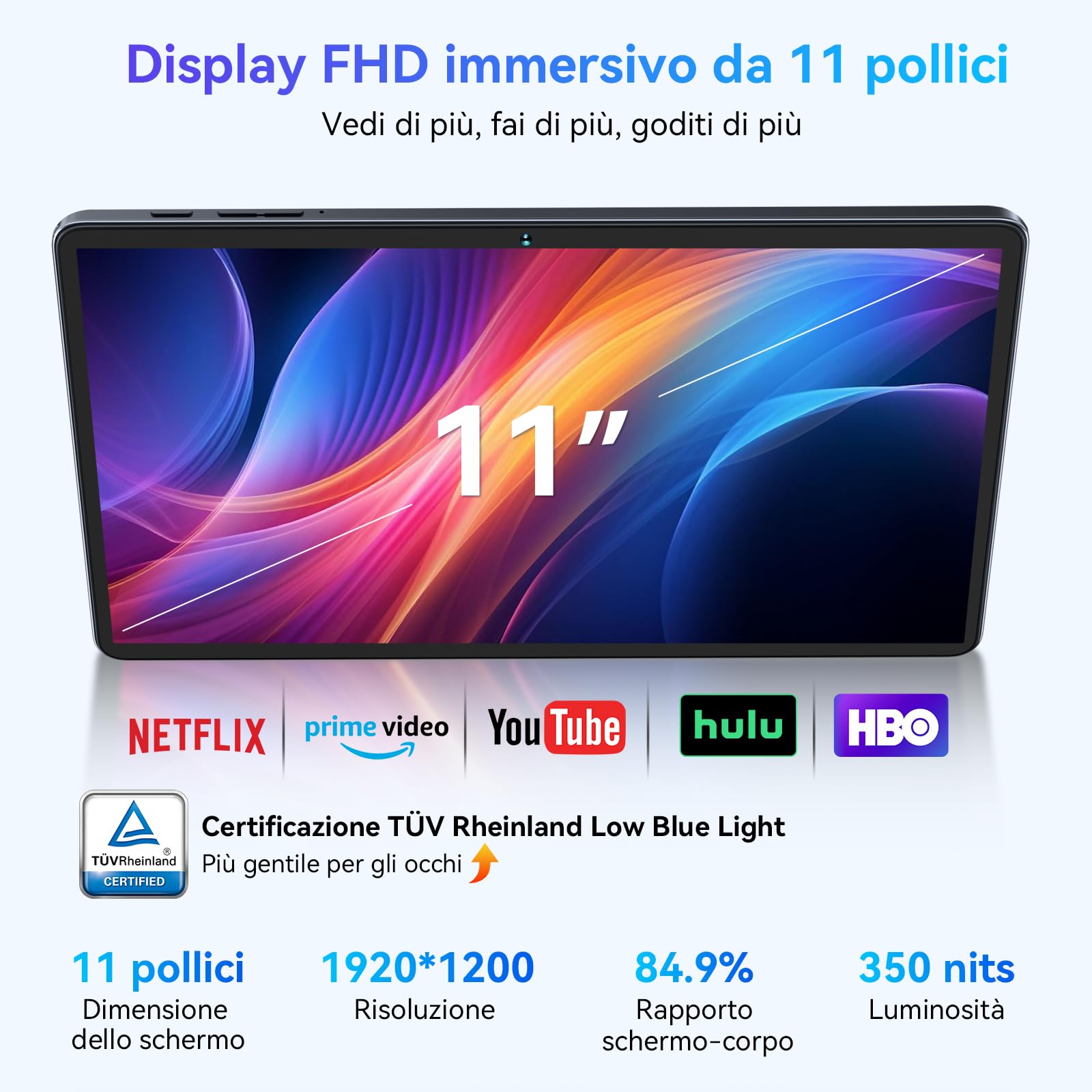 TABWEE W90 Android 15 Tablet 11 inch, 24GB RAM + 256GB ROM, Large
