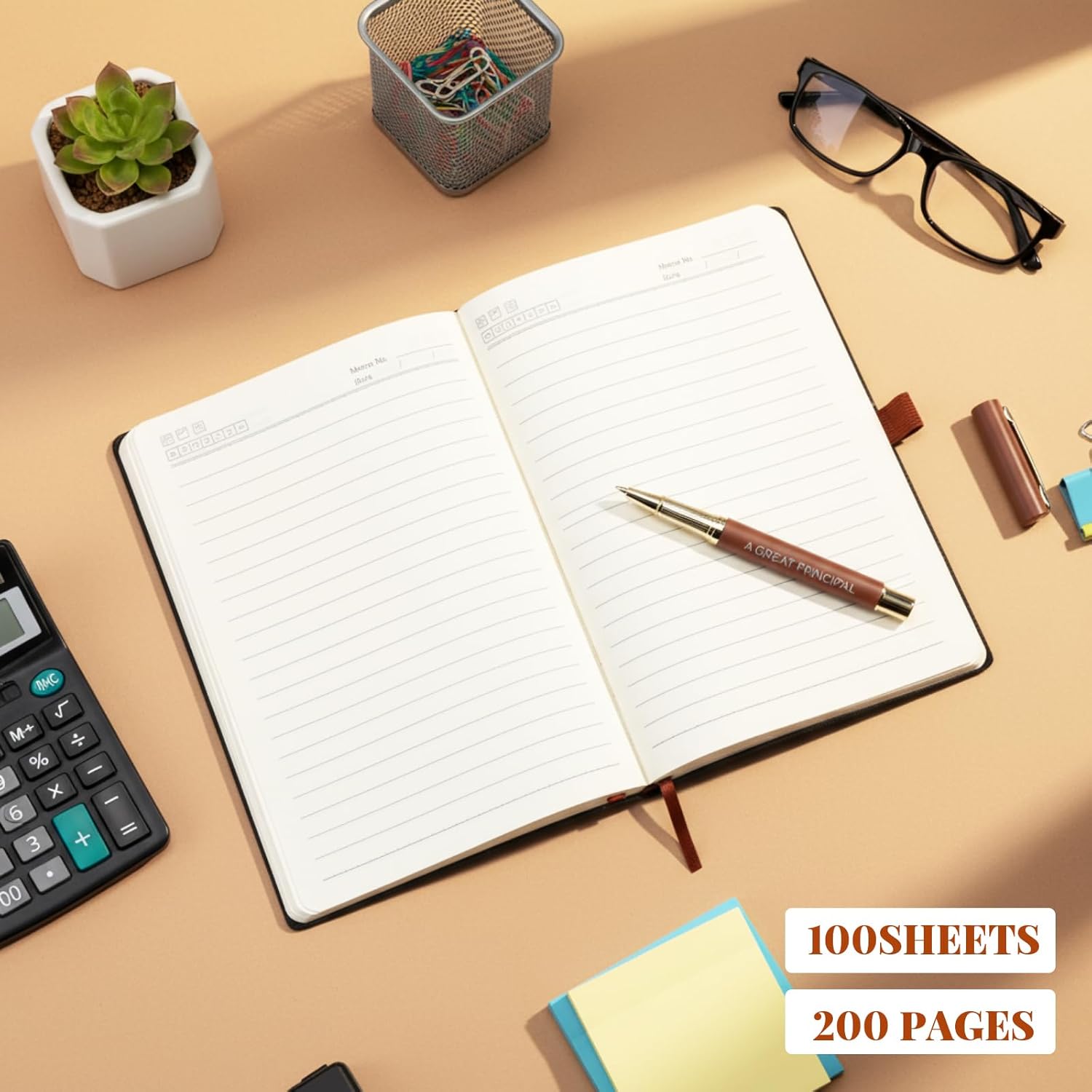 4 Pcs Principal Appreciation Gifts for Men 14 oz Best Principal Ever Coffee Mug with Lid Thank You Leather Notebook Pen Funny Socks for Principals Day Christmas Birthday Retirement - Image 5