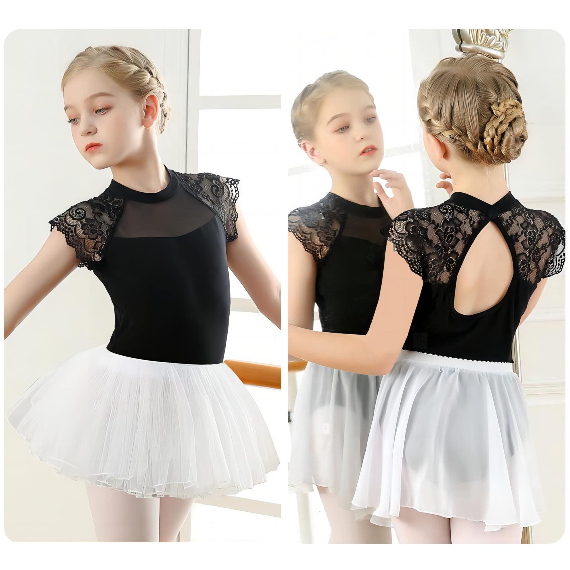 SEAUR Robe de Ballet Fille Justaucorps avec Jupe Tutu Danse Gymnastique Costume Danse Classique Tutu Robe pour Filles Enfants