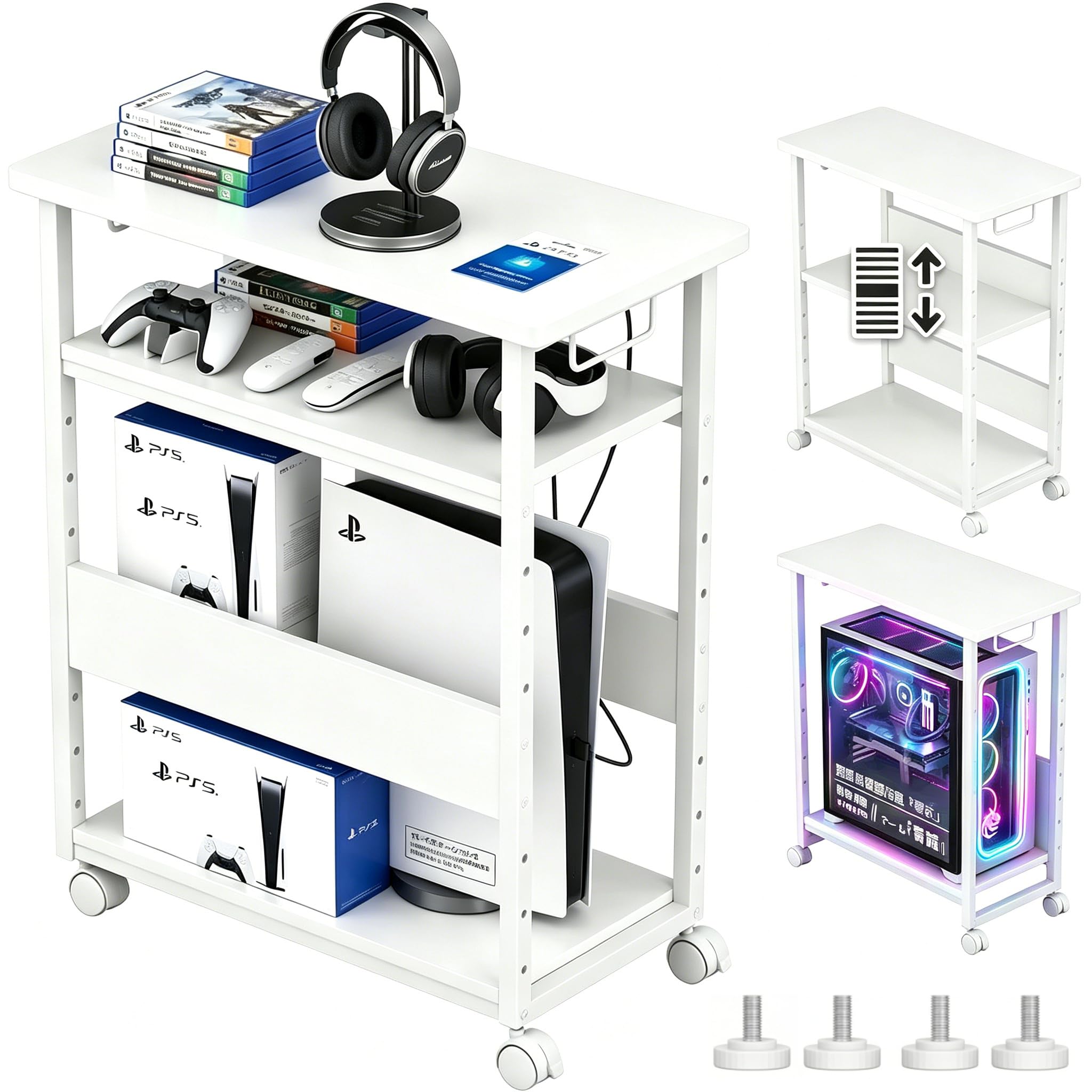 Holdm 3段 PCラック 幅30×奥行60×高さ70cm キャスター付き