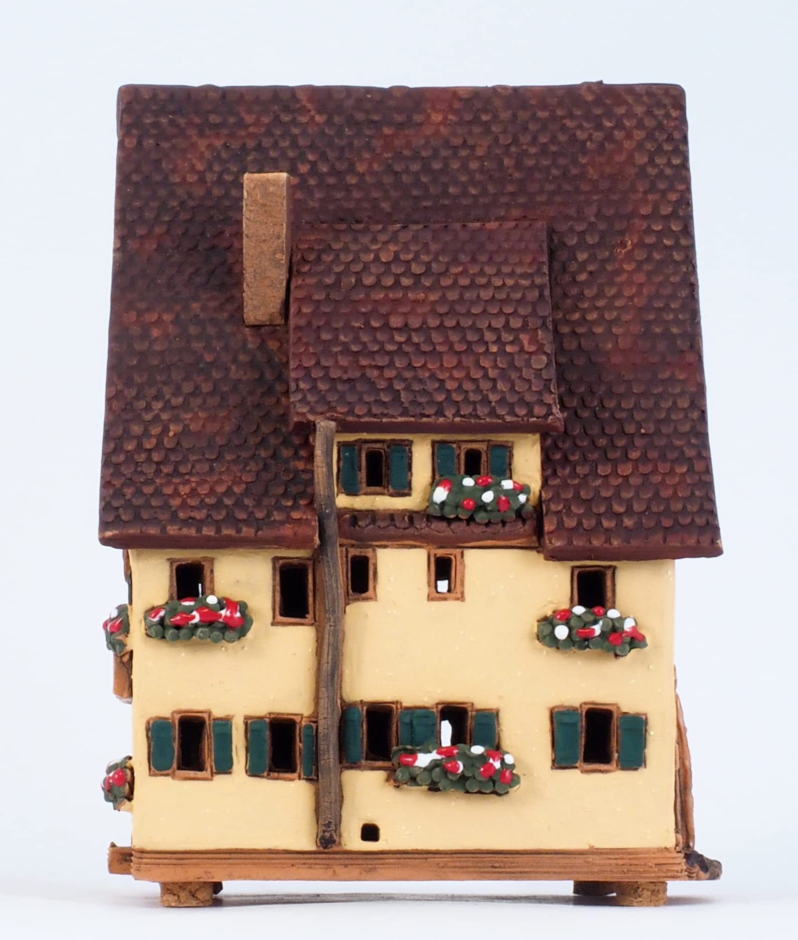 Ceramiczny domek świetlny, rękodzieło, miniaturka artystyczna, dom złota róża w orkiszu, Niemcy, A270AR
