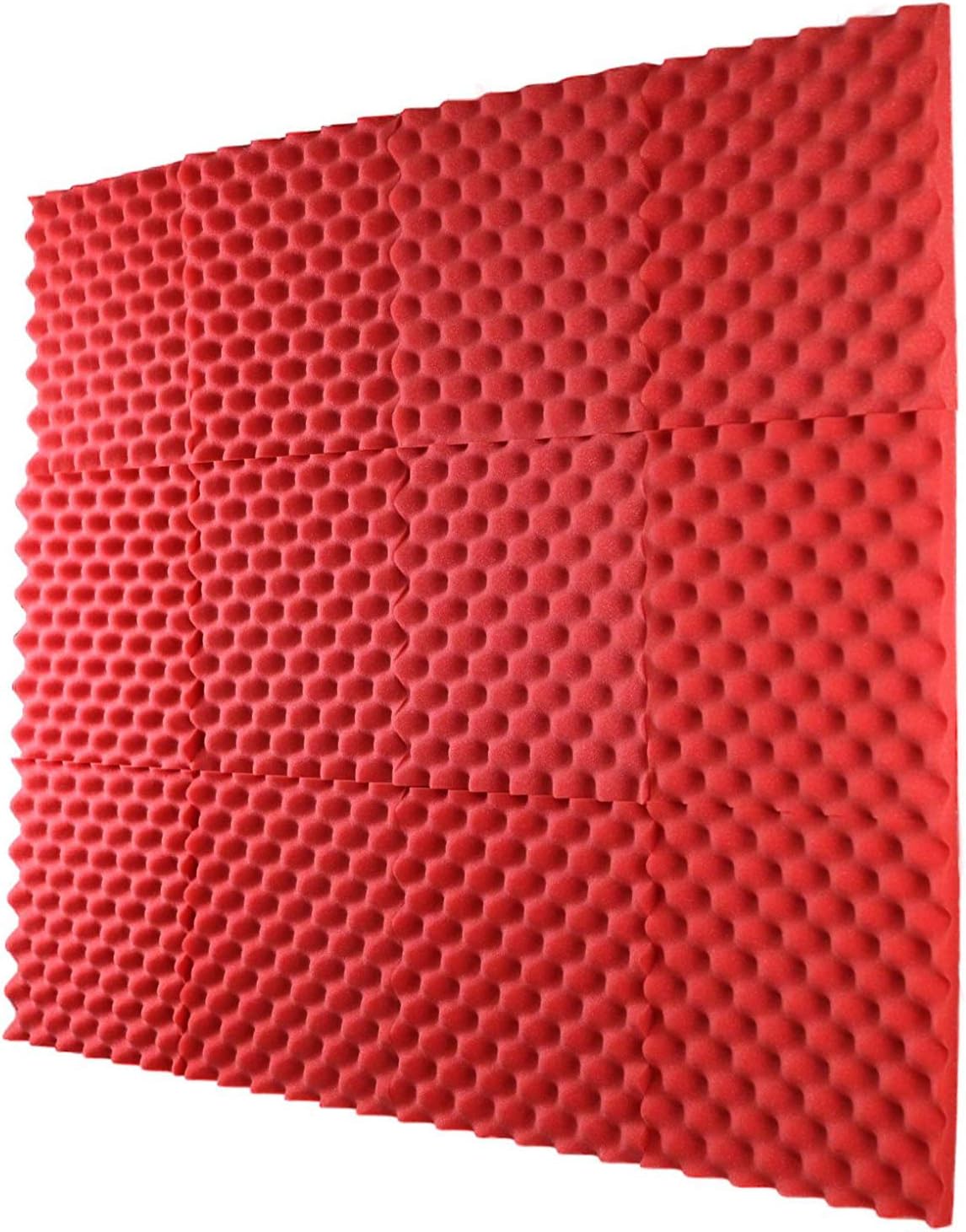 12 Pack Egg Crate Foam Red 1 Inch x 12" W x12" L Acoustic